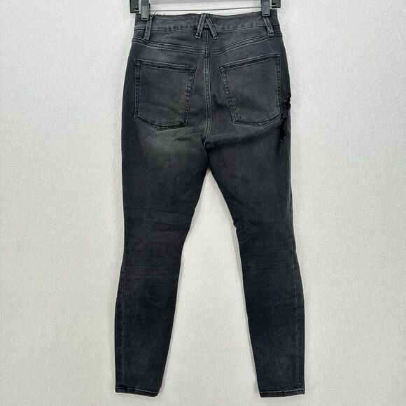 Good American Jeans 4 27 Good Legs Crop Skinny High Rise Black Denim Distress - Picture 2 of 12